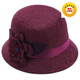 Spring, summer, autumn and winter new hats with cherry blossoms, women's linen sun hat, sun protection, breathable, large flower princess style mother's straw hat, burgundy