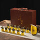 Liquor set, small cup, wine dispenser, one-cup gift box, wood grain Yuanmingyuan yellow wine set with base