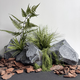 Irregular PU fake stone foam sculpture rockery shopping mall landscaping shooting window hotel green plant landscape stone ornaments yellow 4