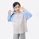 Xiaoyinman children's clothing girls' waffle striped t-shirt 26 spring fashion casual bottoming shirt for middle-aged and older children blue 120