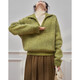 Demana sheep wool winter lazy lapel soft stretch sweater loose slimming small knitted sweater for women with high quality