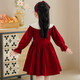 G.duck Girls Velvet Dress 2026 Spring and Autumn New Children's Birthday Princess Dress Baby Girl Clothes High-End Dress Dress Red Velvet Dress + Pearl Headband 120 cm