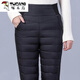 Woodpecker (TUCANO) Down Cotton Pants Women's Outer Wear High Waist New Women's Elastic Slim Korean Style Thickened Cold-Resistant Winter Warm Cotton Pants Women Black XL Recommended 115-125 Jin Jin equals 0.5 kg