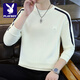 Playboy (PLAYBOY) Spring and Autumn Spliced Striped Sweater Men's T-shirt Long Sleeve Round Neck Pullover T-shirt Youth Casual Bottoming Shirt Men Red M 100--120
