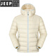 JEEP SPIRIT冬季新款男装90白鸭绒轻薄多巴胺连帽排骨羽绒服男冬季情侣外套女 黑色 M