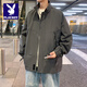 Playboy (PLAYBOY) Spring Jacket Men's Zipper Stand Collar Loose Trendy Casual Solid Color Versatile Windproof Spring and Autumn Men's Jacket Hoodless Black S