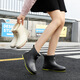 Fashionable Japanese rain boots for women wearing short tube rain boots for outdoor work waterproof and non-slip shoes rubber shoes flat sole pull-toe shoes apricot color 36