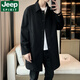 JEEP SPIRIT mid-length windbreaker jacket for men spring and autumn 2026 new lapel casual lapel jacket for men black jacket 2XL (185) weight 140-156Jin Jin is equal to 0.5 kg