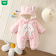 Wooden wooden house baby winter clothes plus velvet baby going out to keep warm newborn one-piece cotton-padded clothes cute and thickened 66 yards 80cm 36cm