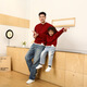 Family portrait, parent-child outfit, red New Year sweater for the Year of the Horse, New Year's greeting clothes for a family of three, mother and daughter, high-end style, burgundy sweater/single piece 170, adult size M (recommended height 155-160cm)