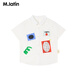 M.Latin M.Latin Children's Clothing Children's Shirts 2026 Spring New Boys' Fun Patch Small Square Neck Short-Sleeved Shirt Cloud White (Semi-Bleached) 110