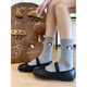 Aoyanlai gray puppy socks for women, boneless mid-calf, versatile, skin-friendly cotton, gray + love + stars_package 3 pairs