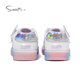 Snafy Flash Shoes Girls' Shoes Bow Children's Casual Shoes Spring Breathable Baby Indoor Shoes White 28