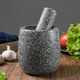 Hechen Home Natural Household Garlic Pounder Stone Garlic Mortar Pound Medicine Jar Grinder Natural Stone Garlic Pounder Grinder Polished Black Stone Special Cylinder with Lid