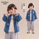 Om Bear Girls Denim Shirt Spring and Autumn 2026 New Baby Girl Spring Long Sleeve Top Jacket Children's Spring Shirt Blue Full Print 80 cm