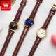 OLEVS (OLEVS) Swiss certificados Diez relojes Top Diez para Women Temperamento mecánico completamente automático Temperamento simple Reloj de mujeres Luz de lujo Luxury Small Belt 6629 Versión mejorada de cuero marrón Gran grabado para mujeres
