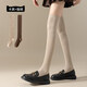 Modal Wool Socks Women's Autumn and Winter Warm Pressure Slimming Calf Socks Warm Knee Protectors Anti-Slip Long Over-the-Knee Socks Stockings - Khaki + Brown 2 pairs in total One size fits all Pressure Slimming/Warm Knee Protectors