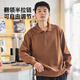 TonLion spring men's sweatshirt is simple, fashionable and versatile, breathable waffle top, loose and versatile, heavy lapel long sleeves for men