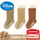 Disney baby socks winter thickened velvet warm mid-calf socks newborn baby indoor toddler non-slip cooling floor socks green + light khaki + dark coffee set 3 pairs 0-1 years old S size (recommended foot length 10-12cm)