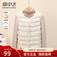 Snow Flying (SNOWFLYING) short inner down jacket vest for women 2025 new style thin fashionable V-neck vest warm autumn and winter coat white apricot rice L 105-120Jin Jin equals 0.5 kg