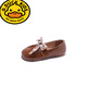 G.duck Little Yellow Duck Girls' Leather Shoes 2025 Spring and Autumn Children's Shoes Little Girls Princess Shoes Soft Sole Bean Shoes Single Shoes Western Style White 23 Inner Length 15cm