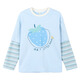 Xiaoyinman children's clothing girls' pure cotton long-sleeved T-shirt with fruit print 26 spring medium and large children's round neck casual top light blue 140