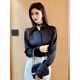 Playboy (PLAYBOY) black polo collar long-sleeved shirt for women early spring new temperament casual shirt unique chic top official flagship black S 80-95Jin Jin is equal to 0.5 kg