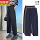 Hengyuanxiang small person's velvet thickened eight-point harem straight pants for women in autumn and winter grandma's new high-waisted woolen casual nine-point black eight-point pants-no velvet XL