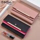 Goldlion Wallet Women's Long Genuine Leather Women's Tri-fold Wallet Cowhide Bag Fashion Clutch Mobile Phone Bag Large Capacity Clutch Black with Plum Red Officially Authorized - One fake will be fined ten