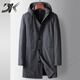 DK high-end men's windbreaker men's mid-length spring and autumn business casual hooded zipper top handsome loose jacket trendy gray M 170