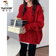 Woodpecker (TUCANO) Red Sweater Women's 2025 Winter New Pullover Loose Outerwear Knitted Sweater Lazy Style Thickened Soft Waxy Twist Top Red M 90-105Jin Jin equals 0.5kg Wear