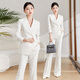 BAFEIYA high-end suit jacket, female professional host, fashionable temperament, business OL, socialite, capable medical beauty consultation in autumn and winter, off-white suit + bell-bottom pants M