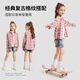 Romon Girls Plaid Shirt Long Sleeve Children's 2026 Girls 100% Cotton Retro Shirt Spring Autumn Jacket Pink Regular Single Shirt 130