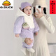 G.duck infant and toddler velvet thickened cotton wool hooded clothes winter warm jumpsuits for men and women, outer wear, light purple, narcissus bamboo hooded and thickened jumpsuit 66cm
