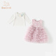 Banxidi girls dress spring new style baby princess dress one-year-old dress spring and autumn children's mesh tutu skirt pink 80