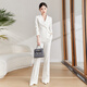 BAFEIYA high-end suit jacket, female professional host, fashionable temperament, business OL, socialite, capable medical beauty consultation in autumn and winter, off-white suit + bell-bottom pants M