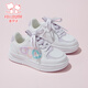 Fuluomi girls sneakers spring new sweet and stylish casual shoes for primary school students mesh breathable sneakers white/purple 29