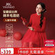 YEEHOO girls' dress, children's princess dress, medium and large children's wear, new year's red product, New Year's greetings dress, evening dress, spring red 140