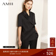 AMII Women's 2025 Summer New Professional Fashion Suit Women's Imitation Acetate Thin Chiffon Top Casual Black-Shirt 12240568 XS 150/76A