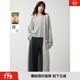 ELLE French sheep wool knitted vest cardigan suit for women 2025 winter new design casual two-piece set light gray S
