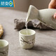 Tuojin sake pot, white wine ceramic wine set, home restaurant hot pot, small warm pot, pink sake pot + 2 blue plum wine glasses