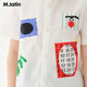 M.Latin M.Latin Children's Clothing Children's Shirts 2026 Spring New Boys' Fun Patch Small Square Neck Short-Sleeved Shirt Cloud White (Semi-Bleached) 110