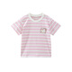 Piggy Banner (PEPCO) children's clothing 2026 new summer style small and medium-sized girls pink and white striped T-shirt combed cotton round neck short-sleeved sweater pink strips 110
