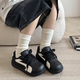 Woodpecker Hong Kong style white shoes for women 2026 spring new sneakers soft sole versatile lightweight casual shoes comfortable non-slip sports shoes black 36 (230mm)