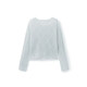 Xiaoguoli paper man blouse, lazy hollow all-match sweater, spring style one-line collar loose all-match top, blue, one size fits all size 1
