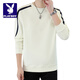 Playboy (PLAYBOY) Spring and Autumn Spliced Striped Sweater Men's T-shirt Long Sleeve Round Neck Pullover T-shirt Youth Casual Bottoming Shirt Men Red M 100--120