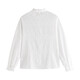 INMAN pure cotton French lace stand-up collar shirt for women 2026 spring commuting temperament high-end embroidered long-sleeved shirt off-white S