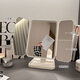 Cosmetic mirror dormitory LED desktop desktop storage box shell three-sided folding vanity mirror mirror magnification fill-in light HD ultra-high definition high battery life three-color adjustable large lamp beads-Pearl White