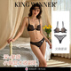 KING WINNER brand 2026 new sexy push-up underwear for women with small breasts, larger auxiliary breasts, anti-sagging deep V bra set, black set 70B, one size fits all
