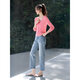 Mohan Yimei 2026 Spring New Style Includes Linen Removable Webbing Slim Elegant Top Cardigan Sweater Women Pink M